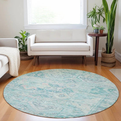 Aelain Teal Washable Indoor - Outdoor Rug - LOOMLAN - LOOMLAN Rugs - Outdoor Rugs