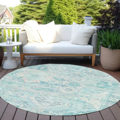 Aelain Teal Washable Indoor - Outdoor Rug - LOOMLAN - LOOMLAN Rugs - Outdoor Rugs