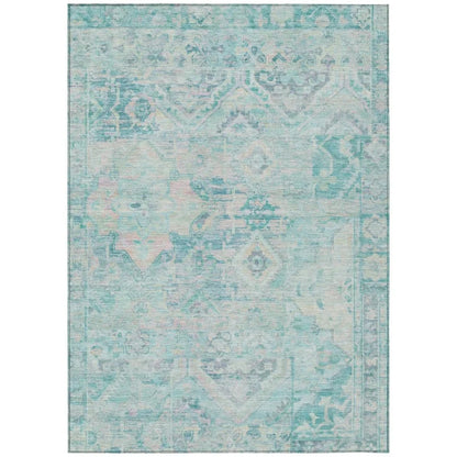 Aelain Teal Washable Indoor - Outdoor Rug - LOOMLAN - LOOMLAN Rugs - Outdoor Rugs
