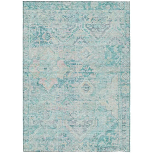 Aelain Teal Washable Indoor - Outdoor Rug - LOOMLAN - LOOMLAN Rugs - Outdoor Rugs