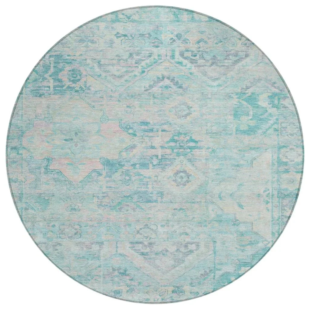Aelain Teal Washable Indoor - Outdoor Rug - LOOMLAN - LOOMLAN Rugs - Outdoor Rugs