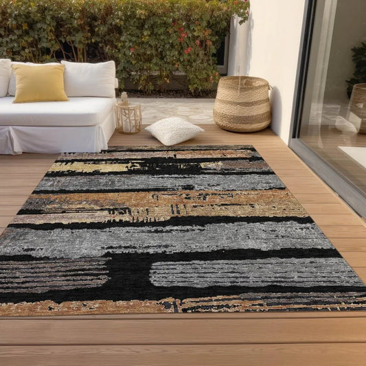 Aelaris Black Washable Indoor - Outdoor Rug - LOOMLAN - LOOMLAN Rugs - Outdoor Rugs