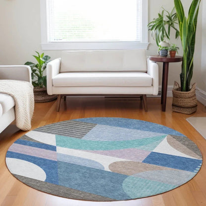 Aeleth Blue Washable Indoor - Outdoor Rug - LOOMLAN - LOOMLAN Rugs - Outdoor Rugs