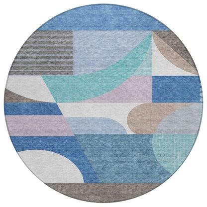 Aeleth Blue Washable Indoor - Outdoor Rug - LOOMLAN - LOOMLAN Rugs - Outdoor Rugs