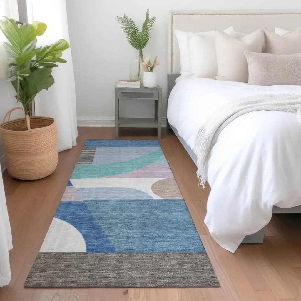 Aeleth Blue Washable Indoor - Outdoor Rug - LOOMLAN - LOOMLAN Rugs - Outdoor Rugs