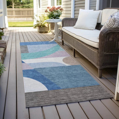 Aeleth Blue Washable Indoor - Outdoor Rug - LOOMLAN - LOOMLAN Rugs - Outdoor Rugs