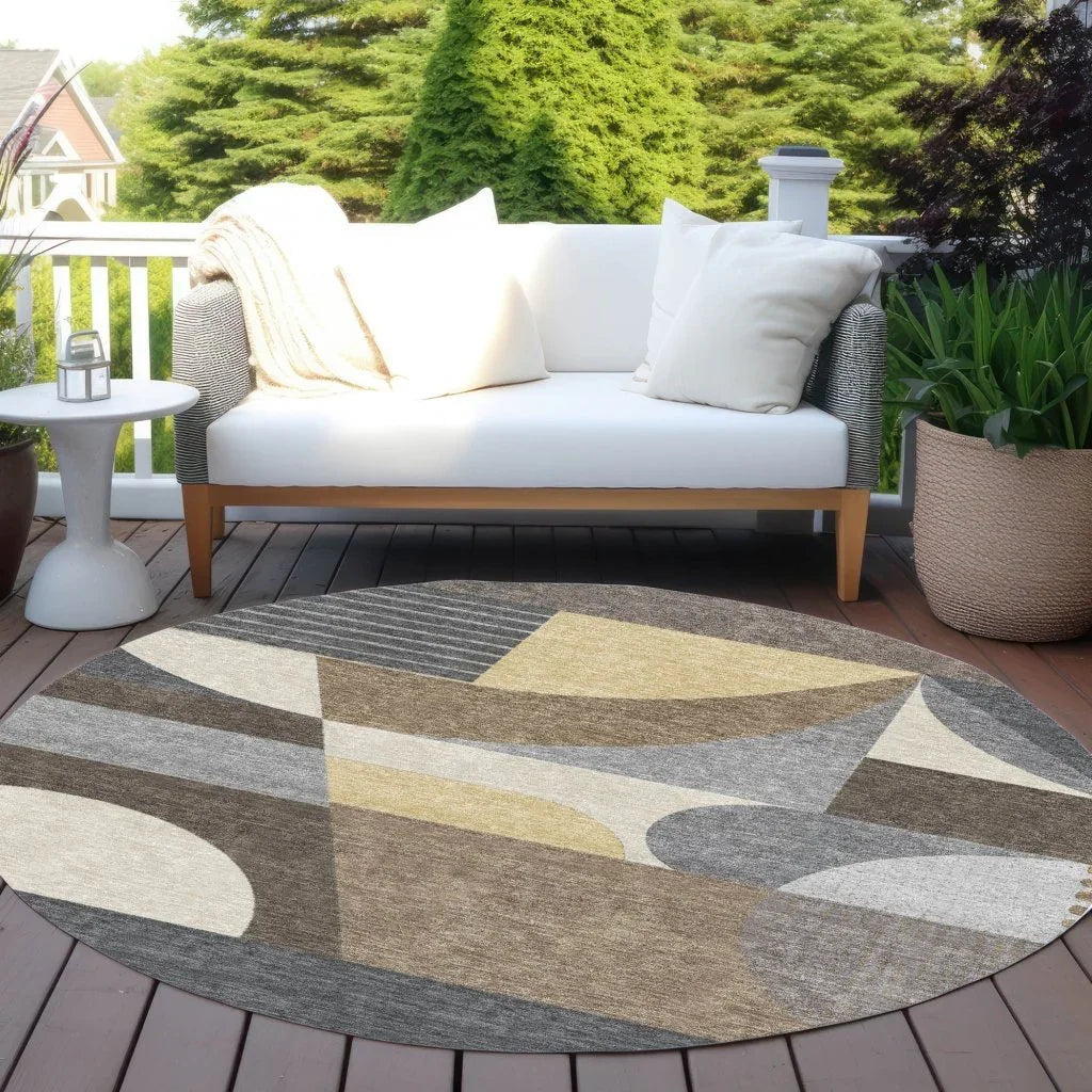 Aeleth Brown Washable Indoor - Outdoor Rug - LOOMLAN - LOOMLAN Rugs - Outdoor Rugs
