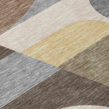 Aeleth Brown Washable Indoor - Outdoor Rug - LOOMLAN - LOOMLAN Rugs - Outdoor Rugs