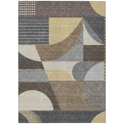 Aeleth Brown Washable Indoor - Outdoor Rug - LOOMLAN - LOOMLAN Rugs - Outdoor Rugs