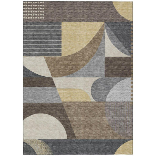 Aeleth Brown Washable Indoor - Outdoor Rug - LOOMLAN - LOOMLAN Rugs - Outdoor Rugs