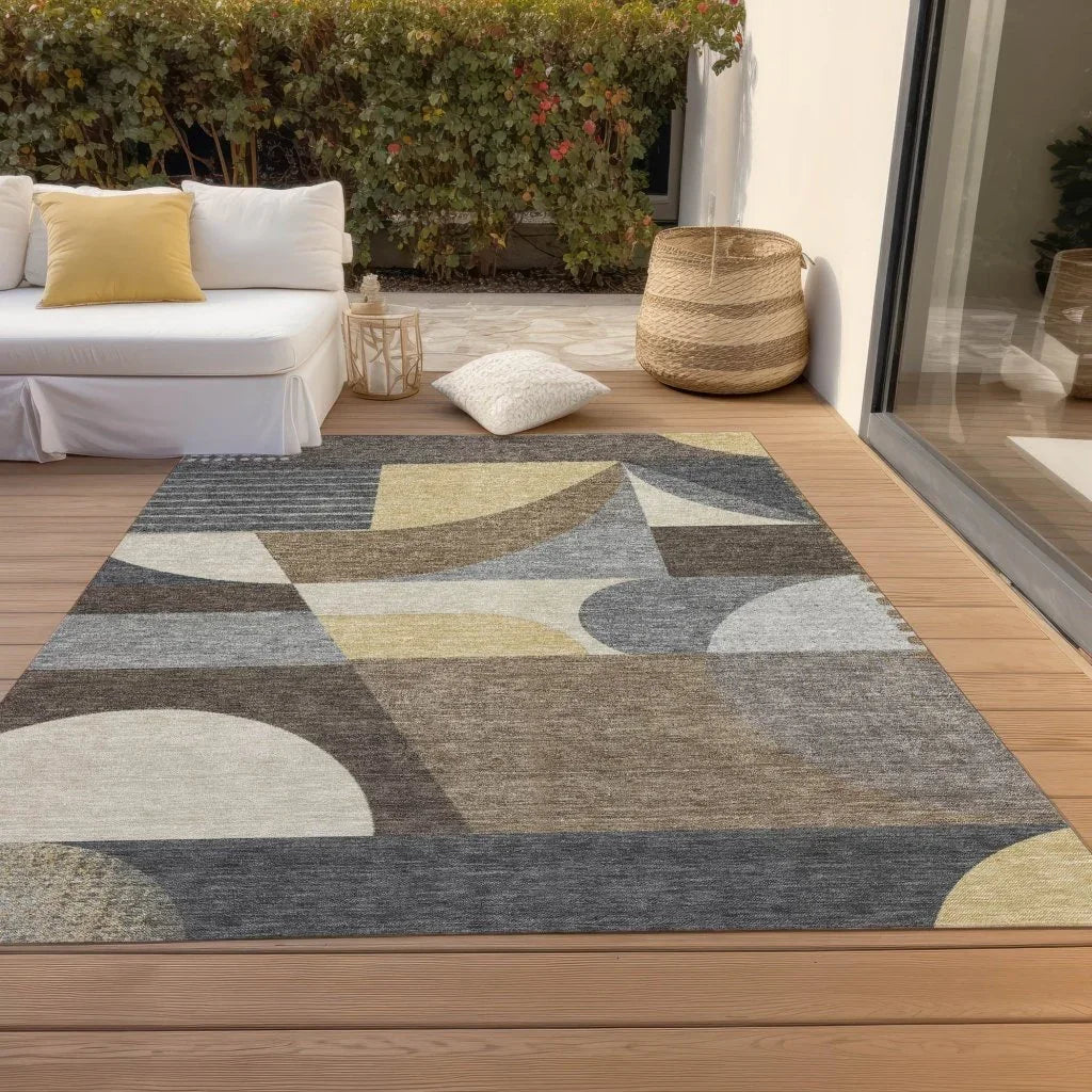 Aeleth Brown Washable Indoor - Outdoor Rug - LOOMLAN - LOOMLAN Rugs - Outdoor Rugs
