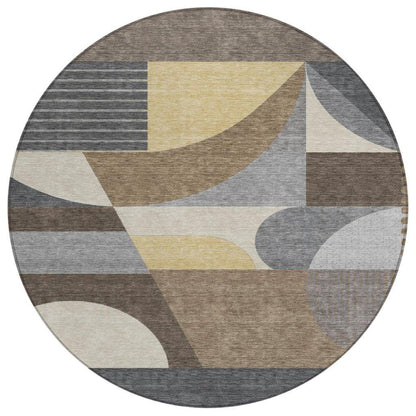 Aeleth Brown Washable Indoor - Outdoor Rug - LOOMLAN - LOOMLAN Rugs - Outdoor Rugs