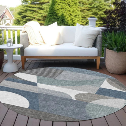 Aeleth Gray Washable Indoor - Outdoor Rug - LOOMLAN - LOOMLAN Rugs - Outdoor Rugs