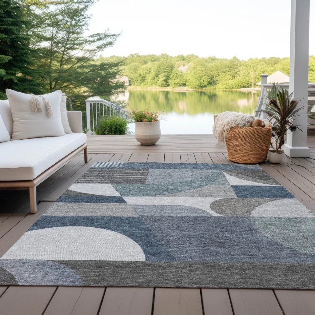 Aeleth Gray Washable Indoor - Outdoor Rug - LOOMLAN - LOOMLAN Rugs - Outdoor Rugs