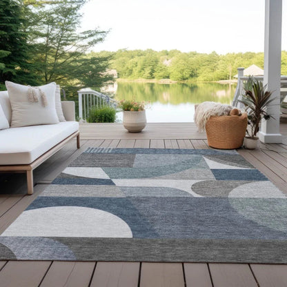 Aeleth Gray Washable Indoor - Outdoor Rug - LOOMLAN - LOOMLAN Rugs - Outdoor Rugs