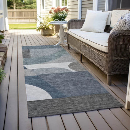 Aeleth Gray Washable Indoor - Outdoor Rug - LOOMLAN - LOOMLAN Rugs - Outdoor Rugs