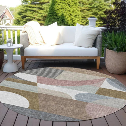 Aeleth Mocha Washable Indoor - Outdoor Rug - LOOMLAN - LOOMLAN Rugs - Outdoor Rugs
