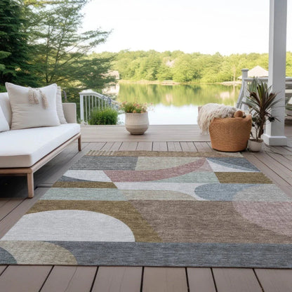 Aeleth Mocha Washable Indoor - Outdoor Rug - LOOMLAN - LOOMLAN Rugs - Outdoor Rugs