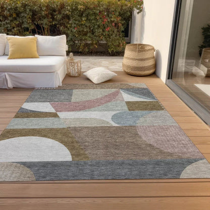 Aeleth Mocha Washable Indoor - Outdoor Rug - LOOMLAN - LOOMLAN Rugs - Outdoor Rugs