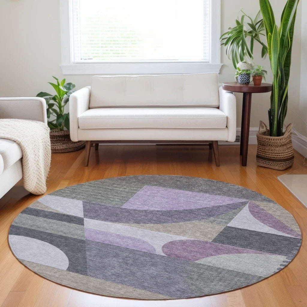 Aeleth Purple Washable Indoor - Outdoor Rug - LOOMLAN - LOOMLAN Rugs - Outdoor Rugs