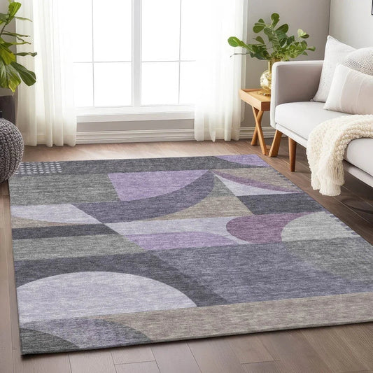 Aeleth Purple Washable Indoor - Outdoor Rug - LOOMLAN - LOOMLAN Rugs - Outdoor Rugs