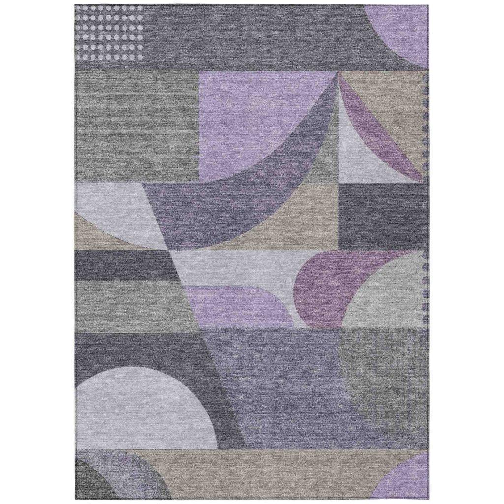 Aeleth Purple Washable Indoor - Outdoor Rug - LOOMLAN - LOOMLAN Rugs - Outdoor Rugs