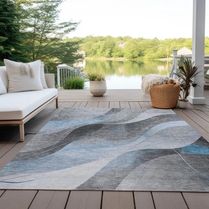 Aelien Blue Washable Indoor - Outdoor Rug - LOOMLAN - LOOMLAN Rugs - Outdoor Rugs
