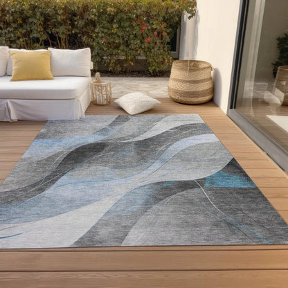 Aelien Blue Washable Indoor - Outdoor Rug - LOOMLAN - LOOMLAN Rugs - Outdoor Rugs