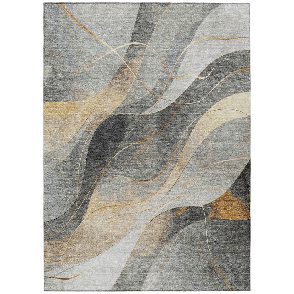Aelien Gray Washable Indoor - Outdoor Rug - LOOMLAN - LOOMLAN Rugs - Outdoor Rugs
