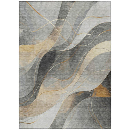 Aelien Gray Washable Indoor - Outdoor Rug - LOOMLAN - LOOMLAN Rugs - Outdoor Rugs