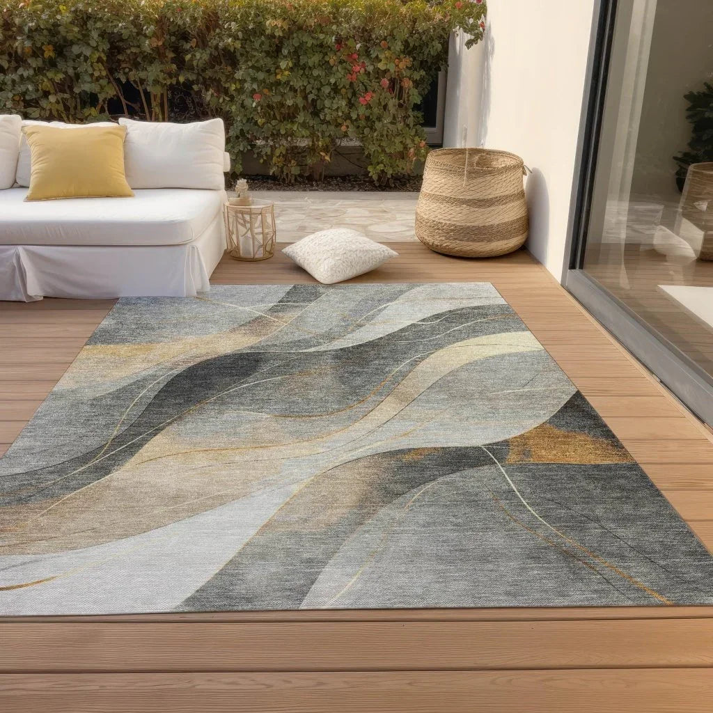 Aelien Gray Washable Indoor - Outdoor Rug - LOOMLAN - LOOMLAN Rugs - Outdoor Rugs