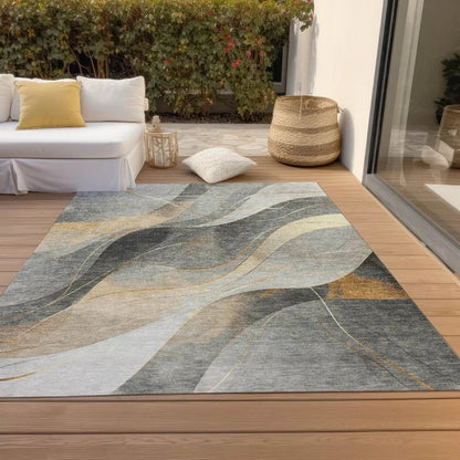 Aelien Gray Washable Indoor - Outdoor Rug - LOOMLAN - LOOMLAN Rugs - Outdoor Rugs