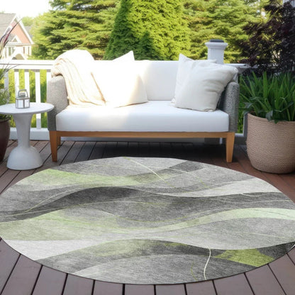 Aelien Green Washable Indoor - Outdoor Rug - LOOMLAN - LOOMLAN Rugs - Outdoor Rugs