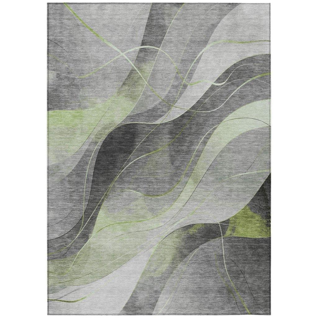 Aelien Green Washable Indoor - Outdoor Rug - LOOMLAN - LOOMLAN Rugs - Outdoor Rugs