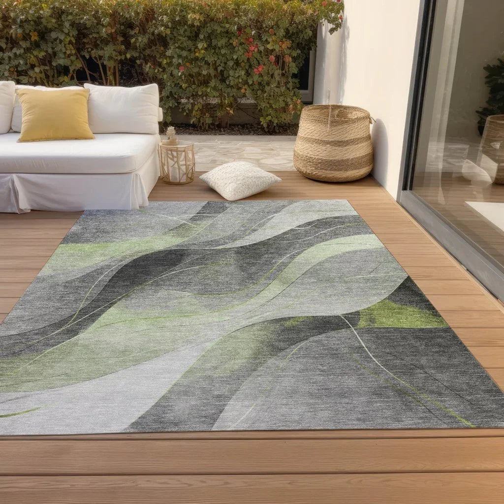 Aelien Green Washable Indoor - Outdoor Rug - LOOMLAN - LOOMLAN Rugs - Outdoor Rugs