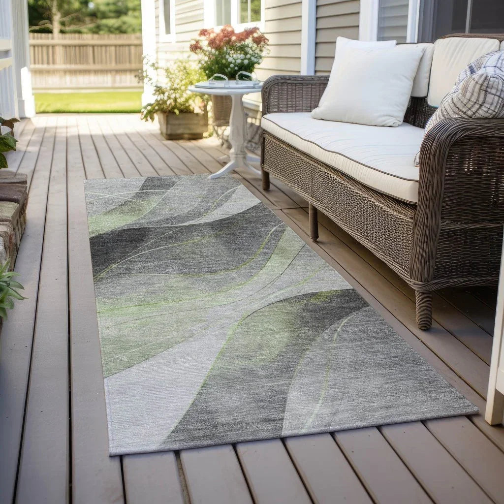 Aelien Green Washable Indoor - Outdoor Rug - LOOMLAN - LOOMLAN Rugs - Outdoor Rugs