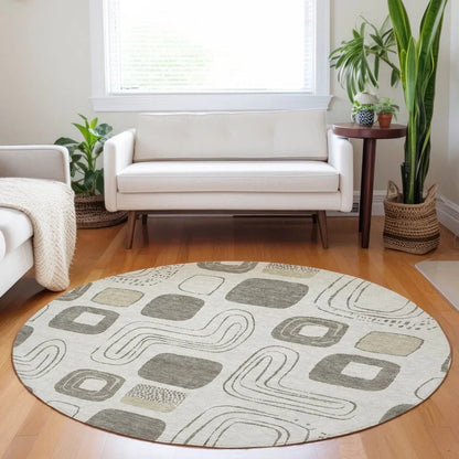 Aelira Brown Washable Indoor - Outdoor Rug - LOOMLAN - LOOMLAN Rugs - Outdoor Rugs