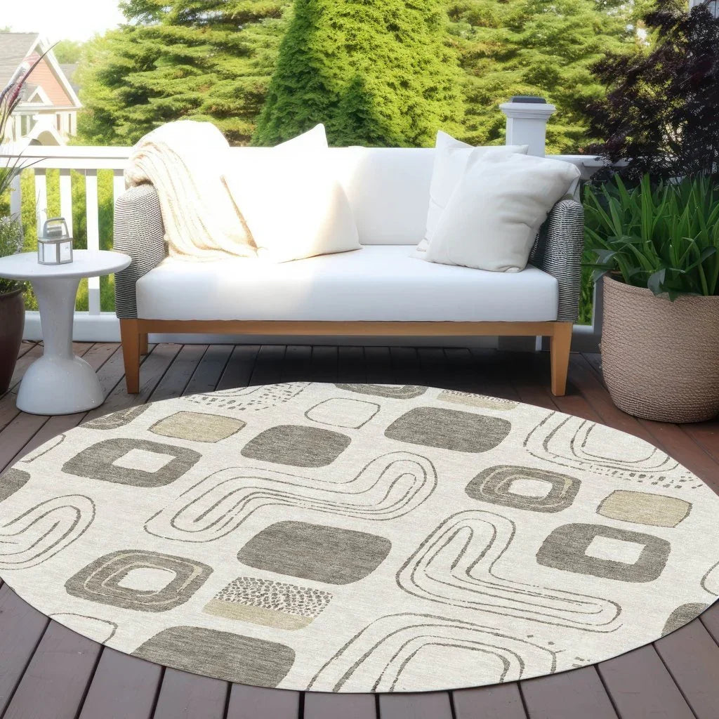 Aelira Brown Washable Indoor - Outdoor Rug - LOOMLAN - LOOMLAN Rugs - Outdoor Rugs