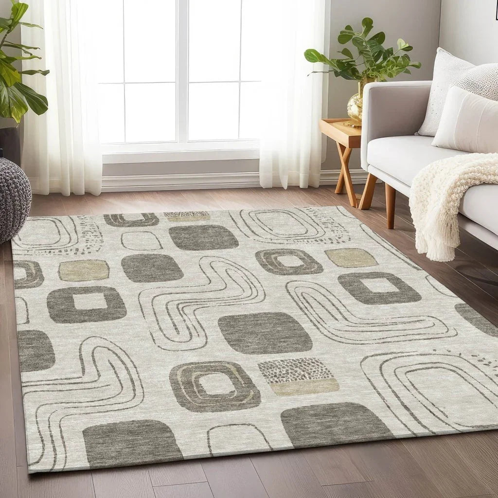 Aelira Brown Washable Indoor - Outdoor Rug - LOOMLAN - LOOMLAN Rugs - Outdoor Rugs