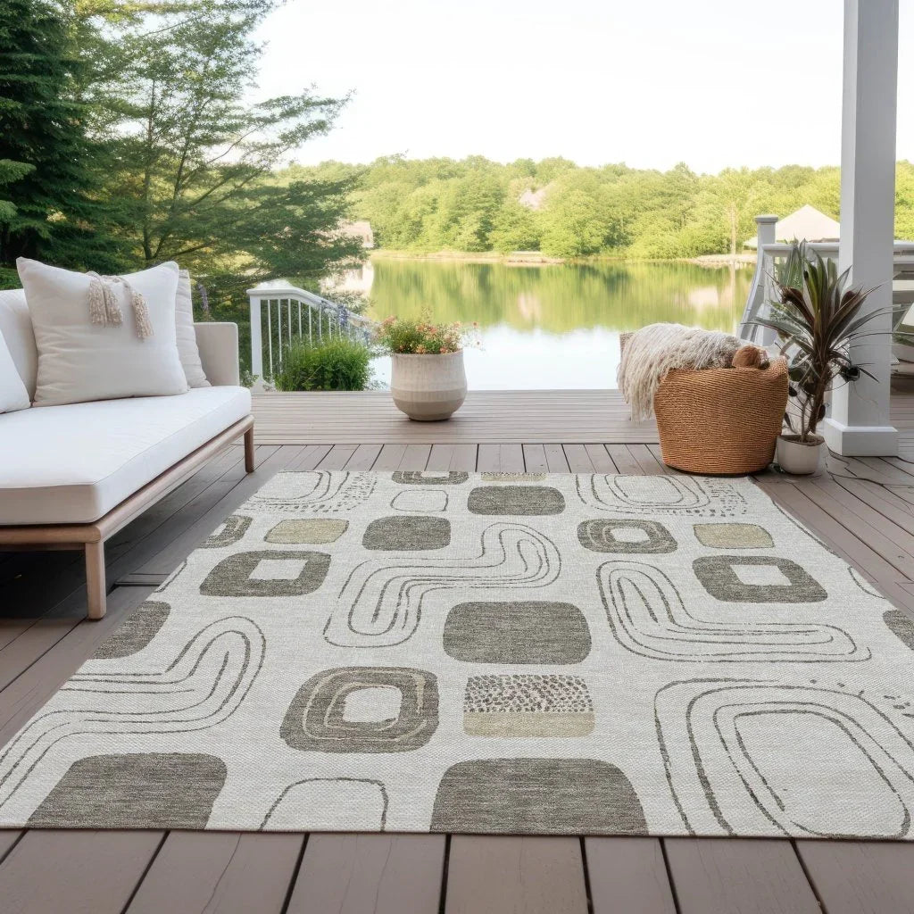 Aelira Brown Washable Indoor - Outdoor Rug - LOOMLAN - LOOMLAN Rugs - Outdoor Rugs