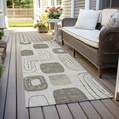 Aelira Brown Washable Indoor - Outdoor Rug - LOOMLAN - LOOMLAN Rugs - Outdoor Rugs