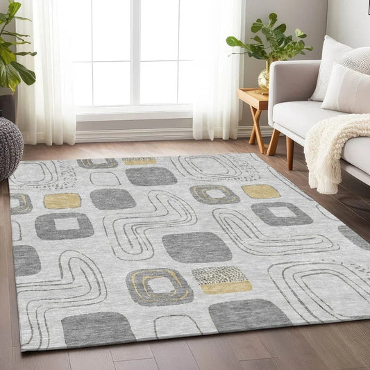 Aelira Gray Washable Indoor - Outdoor Rug - LOOMLAN - LOOMLAN Rugs - Outdoor Rugs