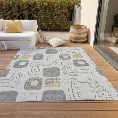 Aelira Gray Washable Indoor - Outdoor Rug - LOOMLAN - LOOMLAN Rugs - Outdoor Rugs