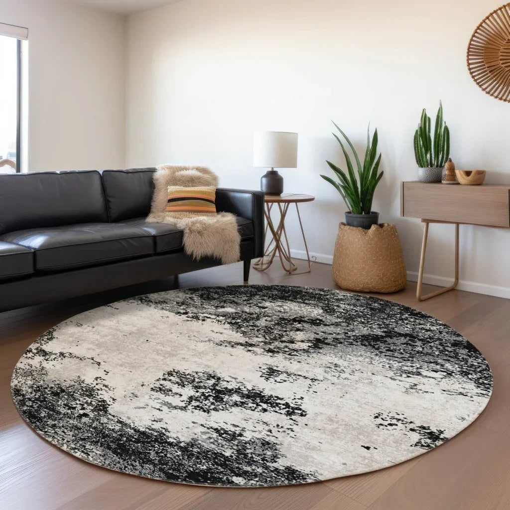 Aera Black Washable Indoor-Outdoor Rug-Outdoor Rugs-LOOMLAN Rugs-LOOMLAN