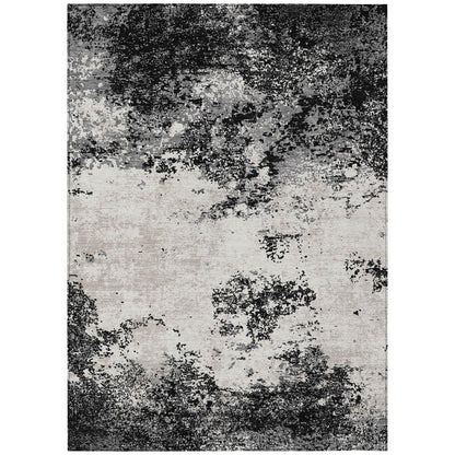 Aera Black Washable Indoor-Outdoor Rug-Outdoor Rugs-LOOMLAN Rugs-2'6" x 3'10"-LOOMLAN