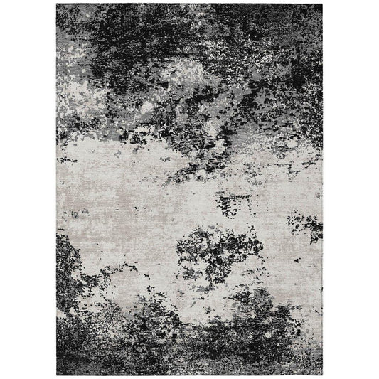 Aera Black Washable Indoor-Outdoor Rug-Outdoor Rugs-LOOMLAN Rugs-2'6" x 3'10"-LOOMLAN