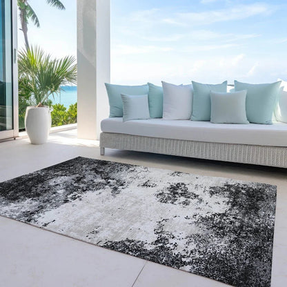 Aera Black Washable Indoor-Outdoor Rug-Outdoor Rugs-LOOMLAN Rugs-LOOMLAN