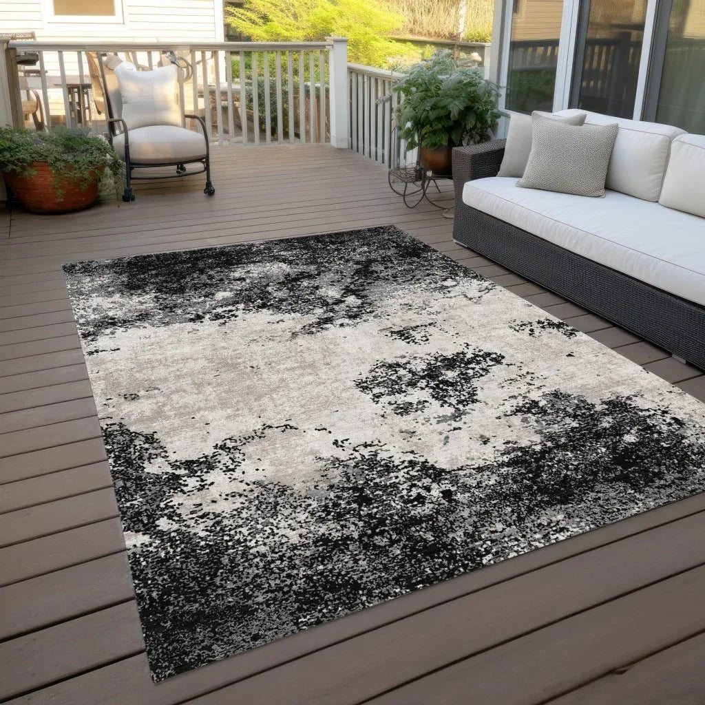 Aera Black Washable Indoor-Outdoor Rug-Outdoor Rugs-LOOMLAN Rugs-LOOMLAN
