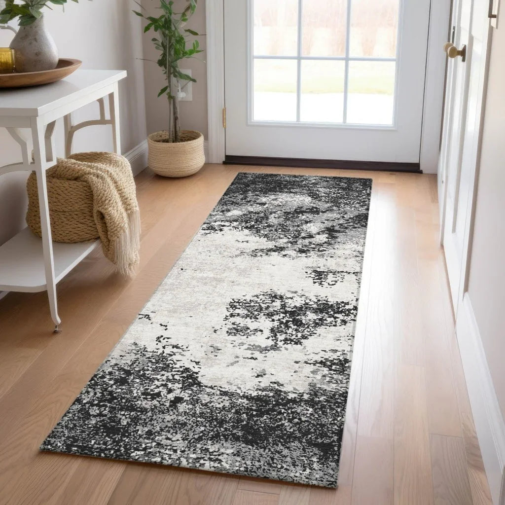 Aera Black Washable Indoor-Outdoor Rug-Outdoor Rugs-LOOMLAN Rugs-LOOMLAN
