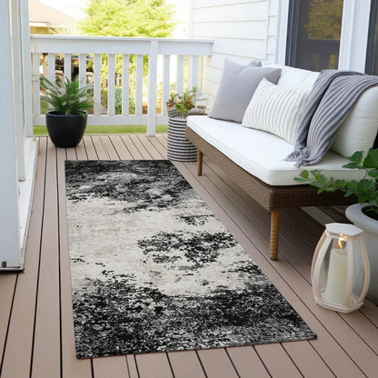 Aera Black Washable Indoor-Outdoor Rug-Outdoor Rugs-LOOMLAN Rugs-LOOMLAN